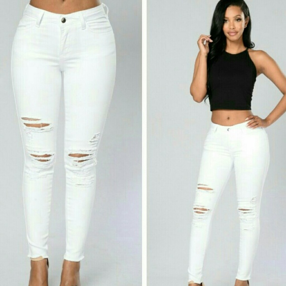 Fashion Nova Denim - White Distressed Jeans